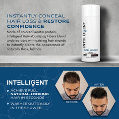 Intelligent Shop Hair Fibers Light Brown application brush blends fibers with natural hair.
