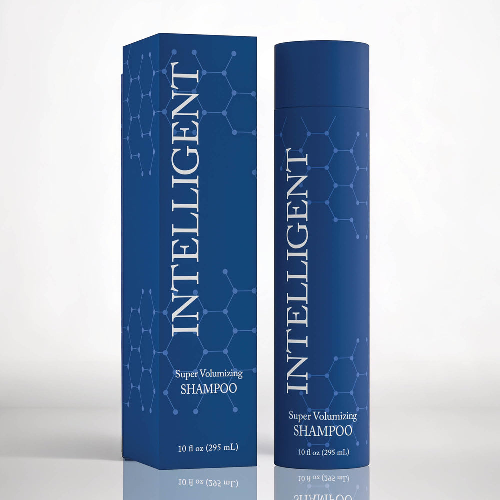 Intelligent Shop Super Volumizing Shampoo bottle pour shows easy application.