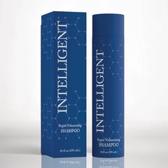 Intelligent Shop Super Volumizing Shampoo bottle pour shows easy application.