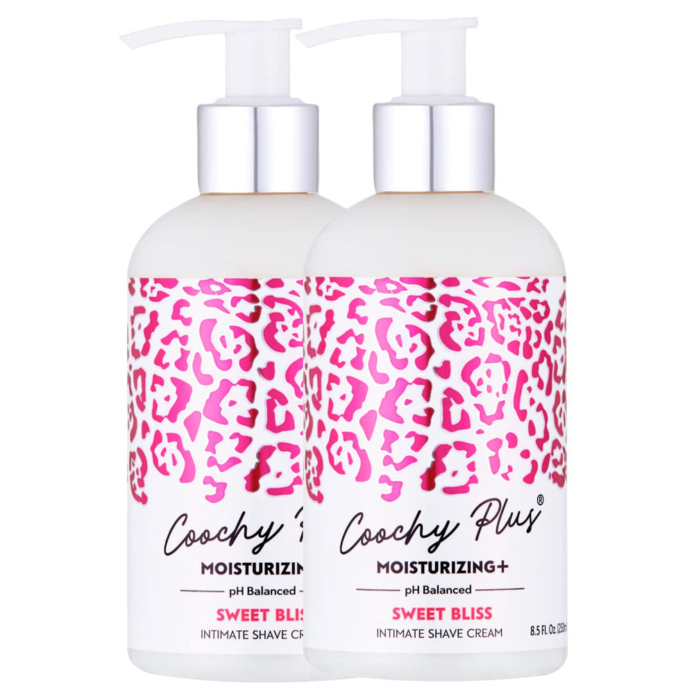 IntiMD Coochy Plus bottle front, premium moisturizing shave cream for intimate areas.
