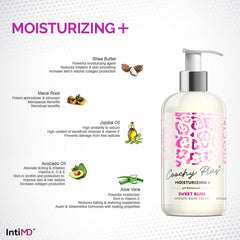 IntiMD After Shave Protection Mist being applied to skin for lasting nourishment.
