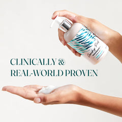 Hands applying Coochy Plus Coco Allure to prepare for shaving.