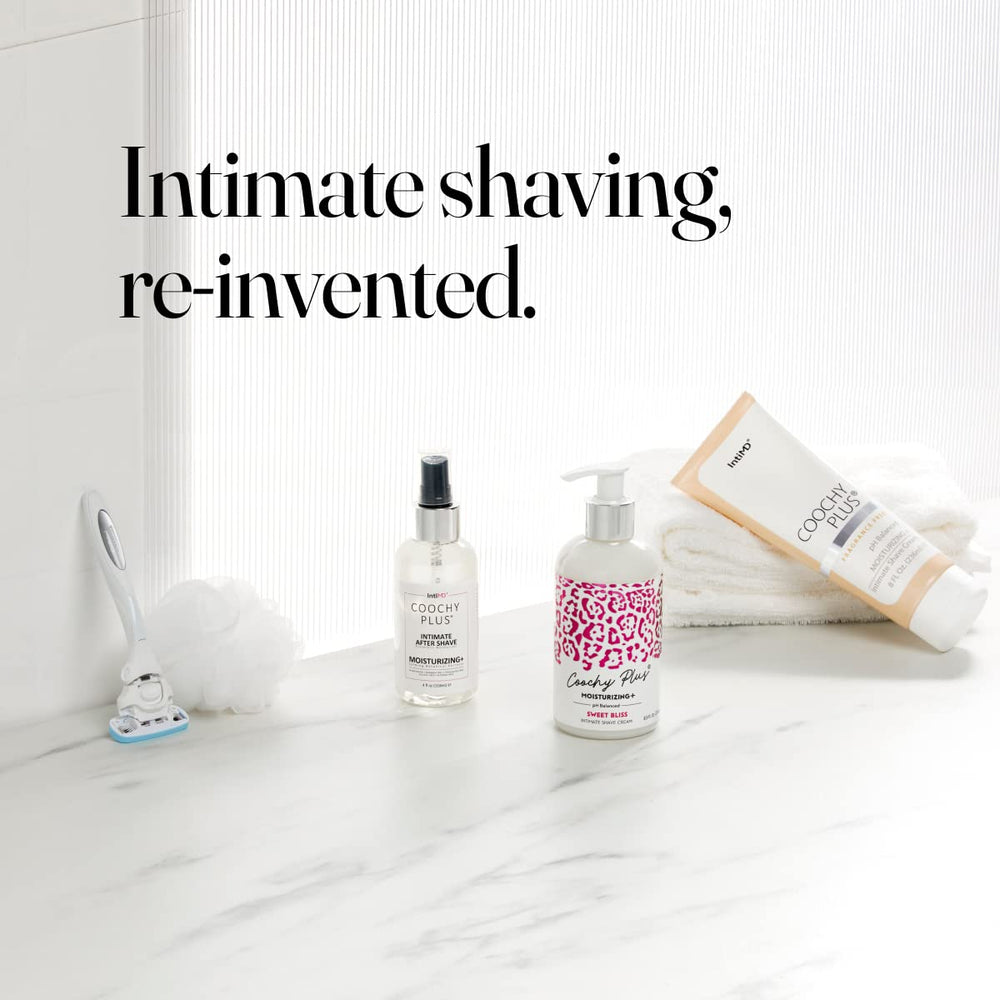 IntiMD Coochy Plus pH-balanced care on a vanity setup