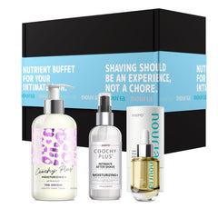 IntiMD Nouria Pre-Shave Elixir Oil bottle for deep hydration before shaving