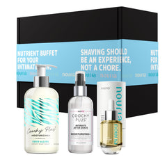 IntiMD Nouria Pre-Shave Elixir Oil bottle for hydrating prep before shaving.