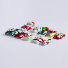 IntoVibes luxury acrylic press-on nails in red-green, reusable design.