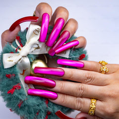 IntoVibes Purple Shimmer XL nails with curved-down groove for natural, salon-quality wear.