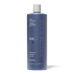 ion Cool Blonde Shampoo bottle highlighting a cool-toned formula for brassiness control.