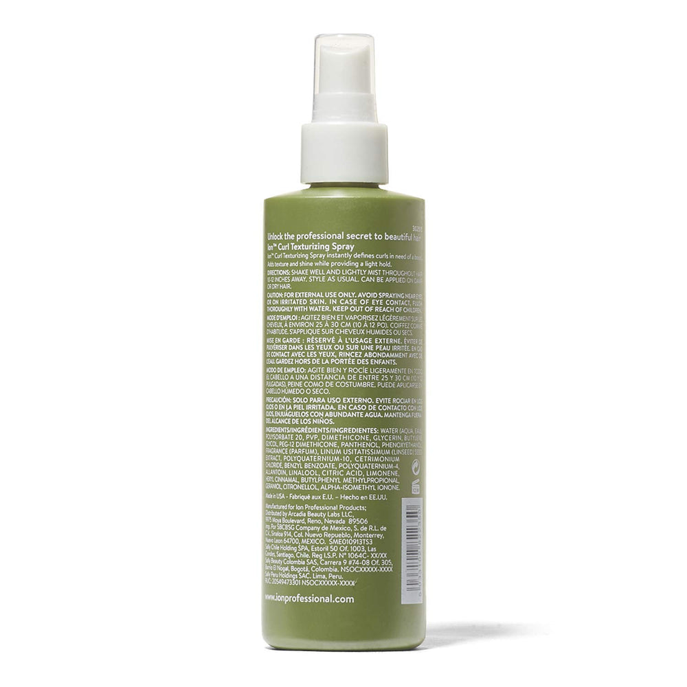 ion Curl Texturizing Spray closeup vegan formula paraben-free shine