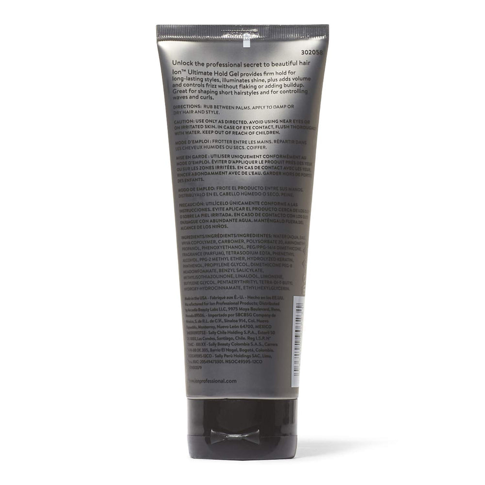 Ion Ultimate Hold Gel back view highlighting paraben-free formula