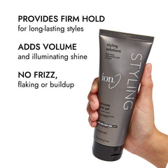 Ion Ultimate Hold Gel emphasizes added volume and radiant shine