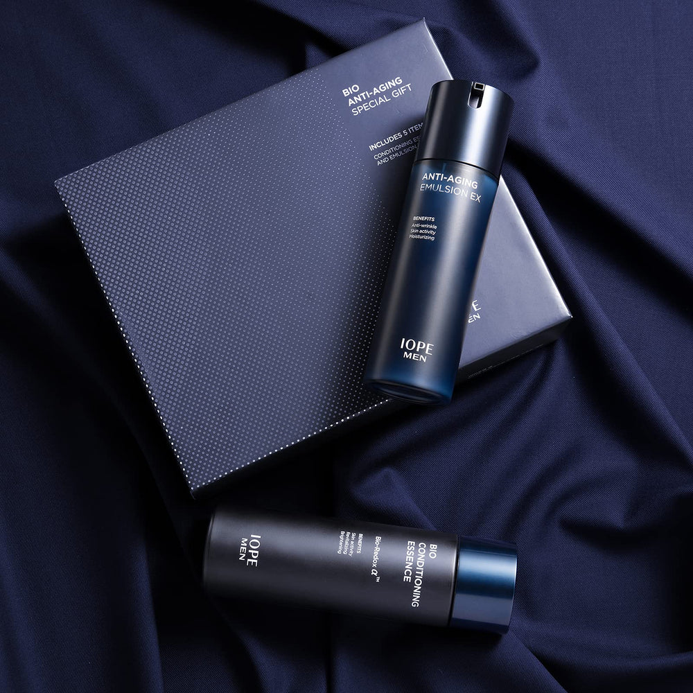IOPE Men BIO unboxing packaging showcasing clean design.