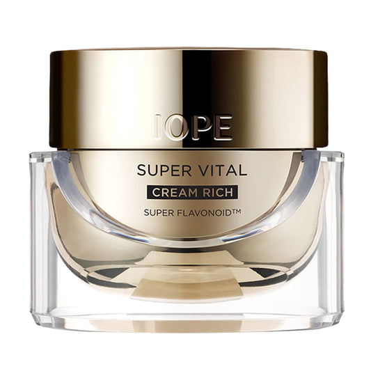 IOPE Super Vital Cream Rich bottle close-up for deep hydration and premium feel