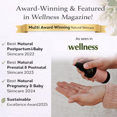 Irene Organics Belly Oil postpartum care for stretching skin.