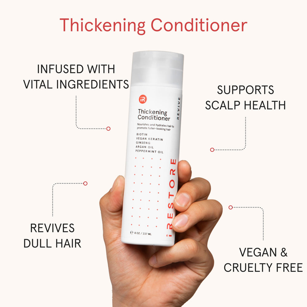 iRestore Biotin conditioner bottle with pump for easy daily application