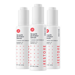 iRestore Scalp Serum bottle pour demonstrates easy, precise application for targeted scalp care.