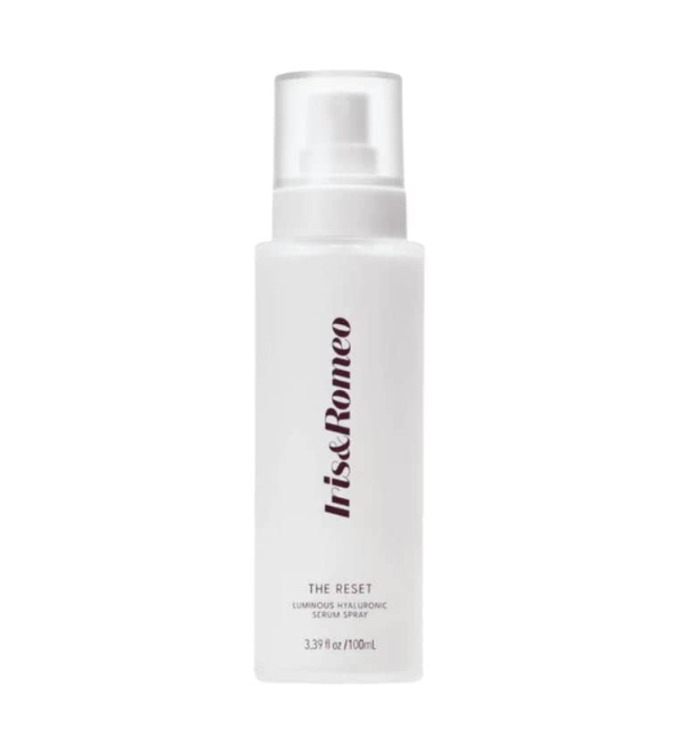 IRIS&ROMEO The Reset bottle showcasing luminous hydration for radiant skin