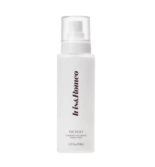 IRIS&ROMEO The Reset bottle showcasing luminous hydration for radiant skin