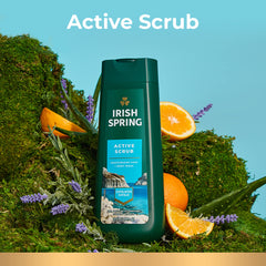 Irish Spring Active Scrub exfoliating particles energize an invigorating shower scrub
