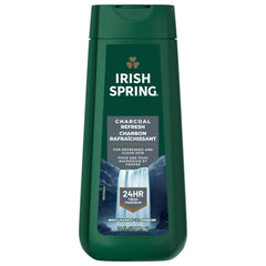 Irish Spring Charcoal Refresh bottle front view suggesting all-day freshness.