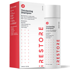 iRestore bottle close-up highlighting biotin formula for nourishing hair