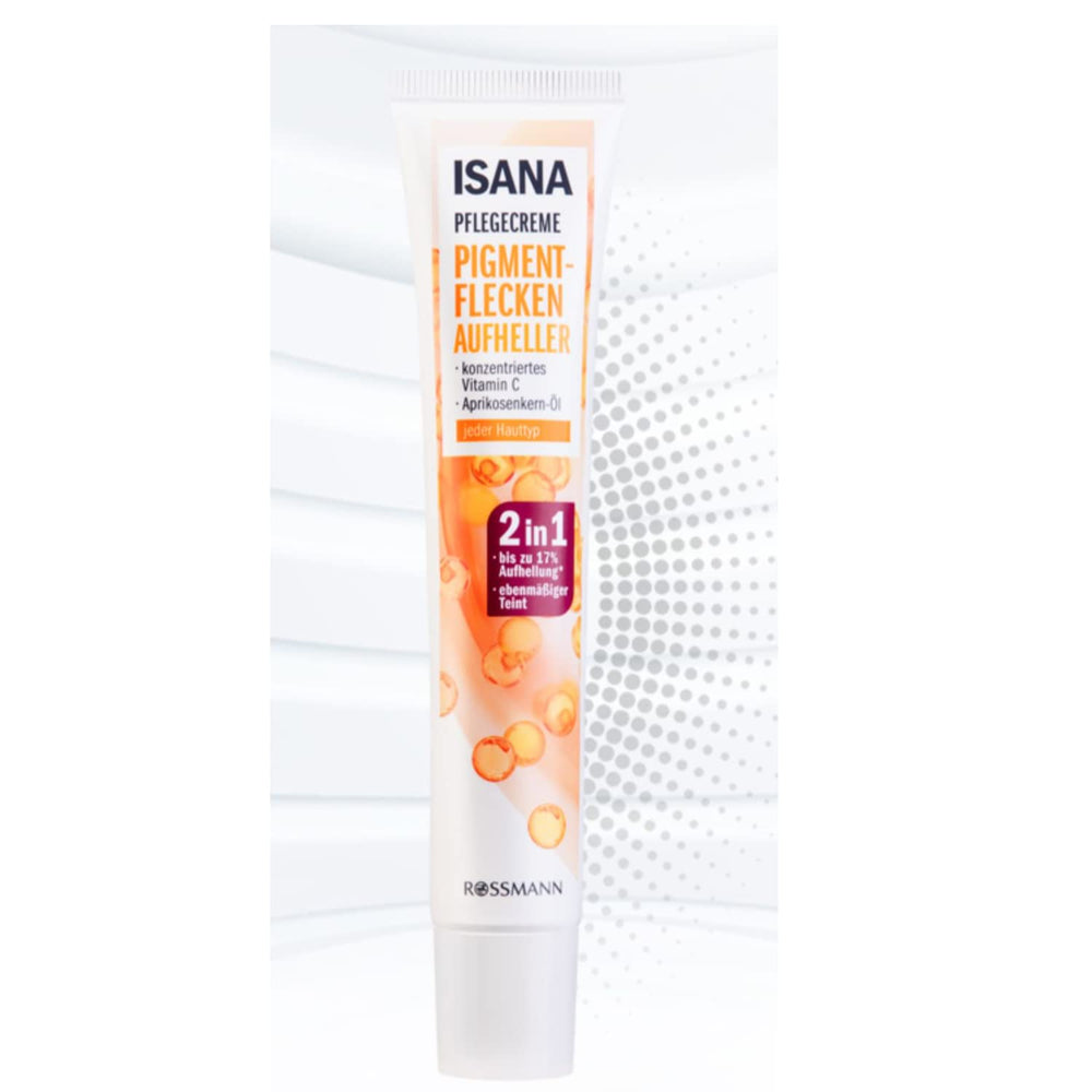 Isana Vitamin C derivative serum swatch in gel texture for radiant skin.
