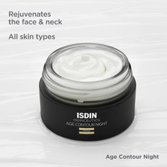 Neck area demonstration with ISDIN Age Contour Night Cream for comprehensive care.