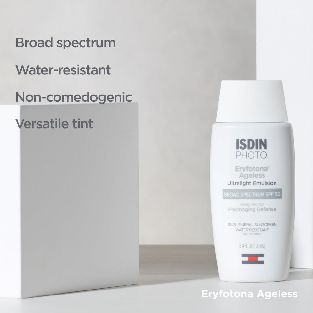 ISDIN Eryfotona Ageless bottle highlighting peptides and antioxidants