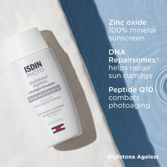 ISDIN Eryfotona Ageless cap and label showing water resistance