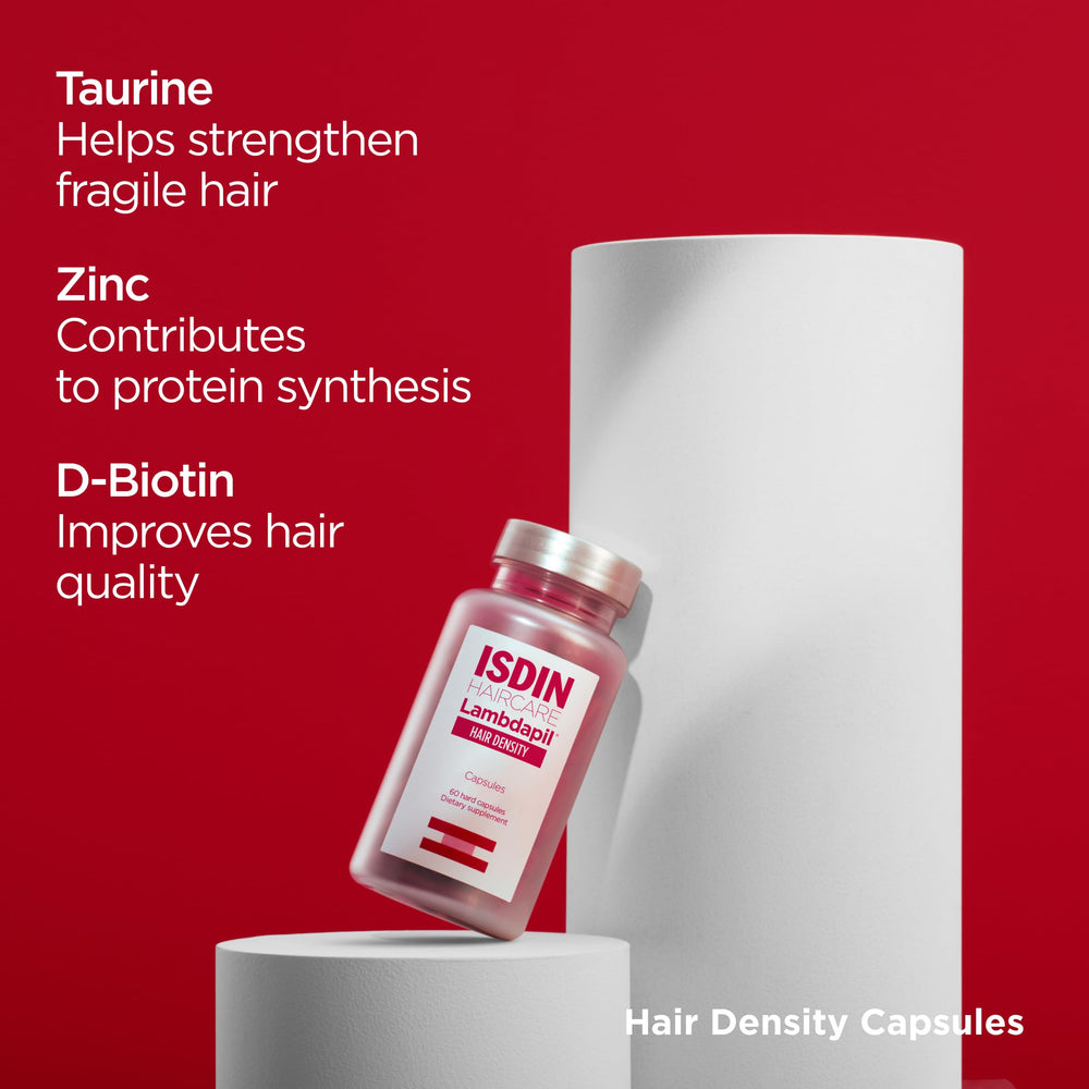 ISDIN Lambdapil capsules laid out as daily dose for consistent use