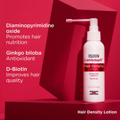 ISDIN Lambdapil ingredient label featuring diaminopyrimidine oxide and Ginkgo biloba