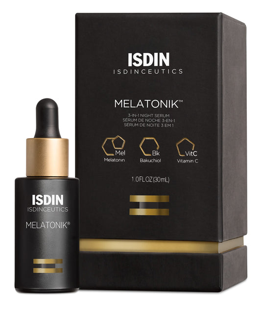 ISDIN Melatonik night serum bottle ready for nightly antioxidant repair routine.