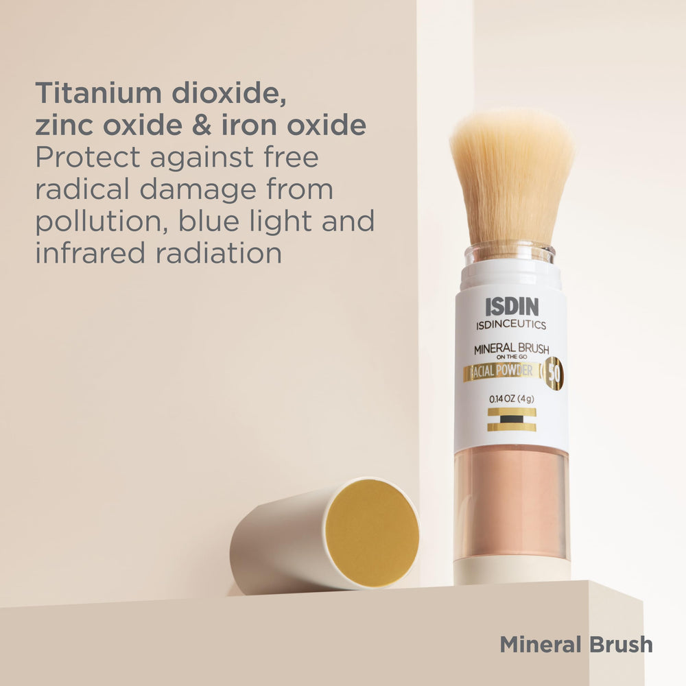 ISDIN Mineral Brush Powder applied in circular motions for activation