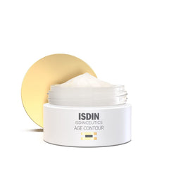 ISDIN Isdinceutics Age Contour cream jar shows a hydrating formula for firmer skin.