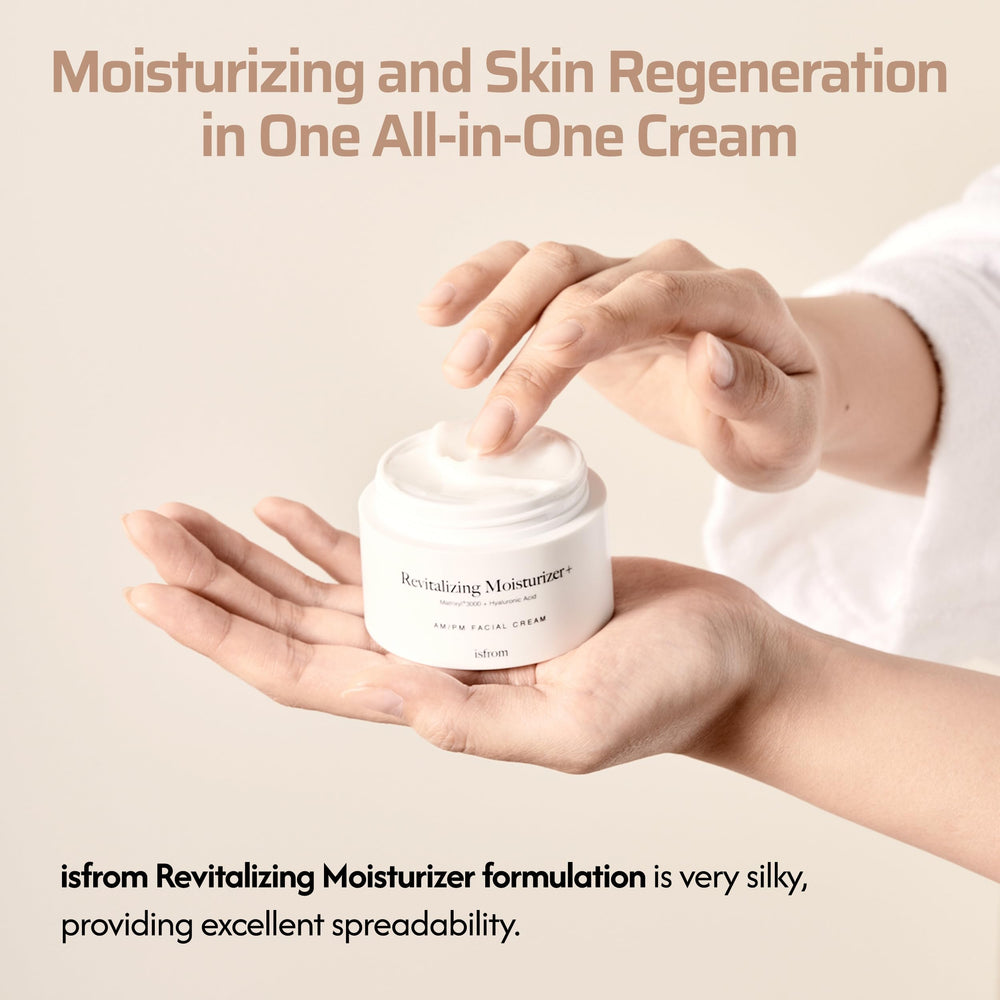IS_FROM Revitalizing Moisturizer being applied with a gentle massage