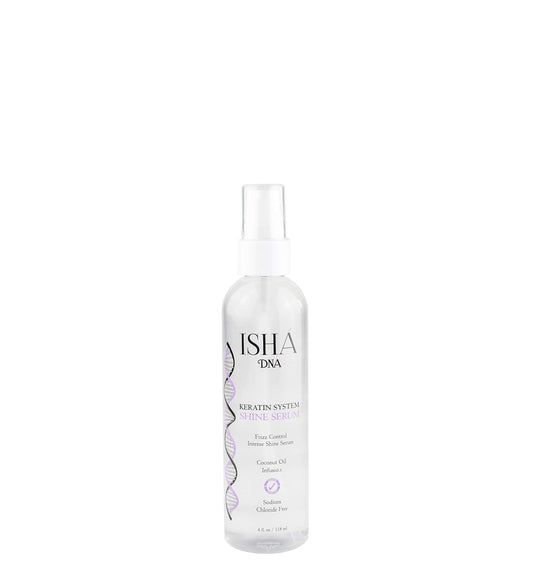 ISHA DNA Keratin Treatment System serum bottle for frizz control and instant shine
