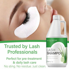 Tea tree scent Isla & Fontane lash shampoo bottle, soothing aroma.
