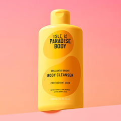Isle of Paradise Creamy Body Cleanser bathroom setup suggests daily shower ritual.