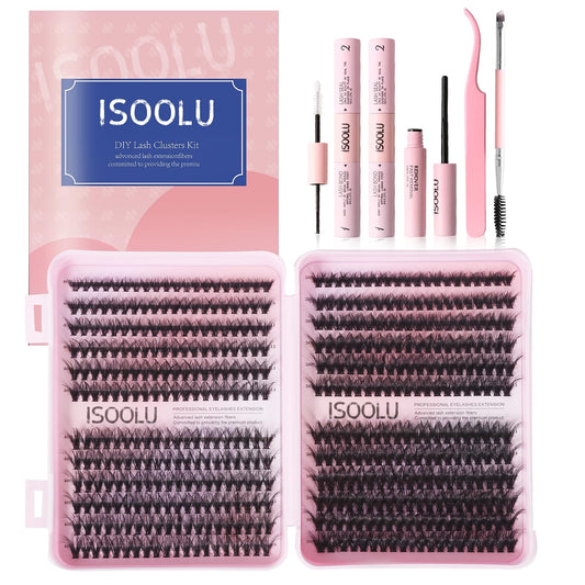 ISOOLU Fairy Lash Clusters Kit: 240 lashes for customizable volume and DIY flexibility.