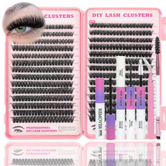 ISTGIFT Lash Clusters Kit 9-16mm set for fluffy, natural-looking lashes.