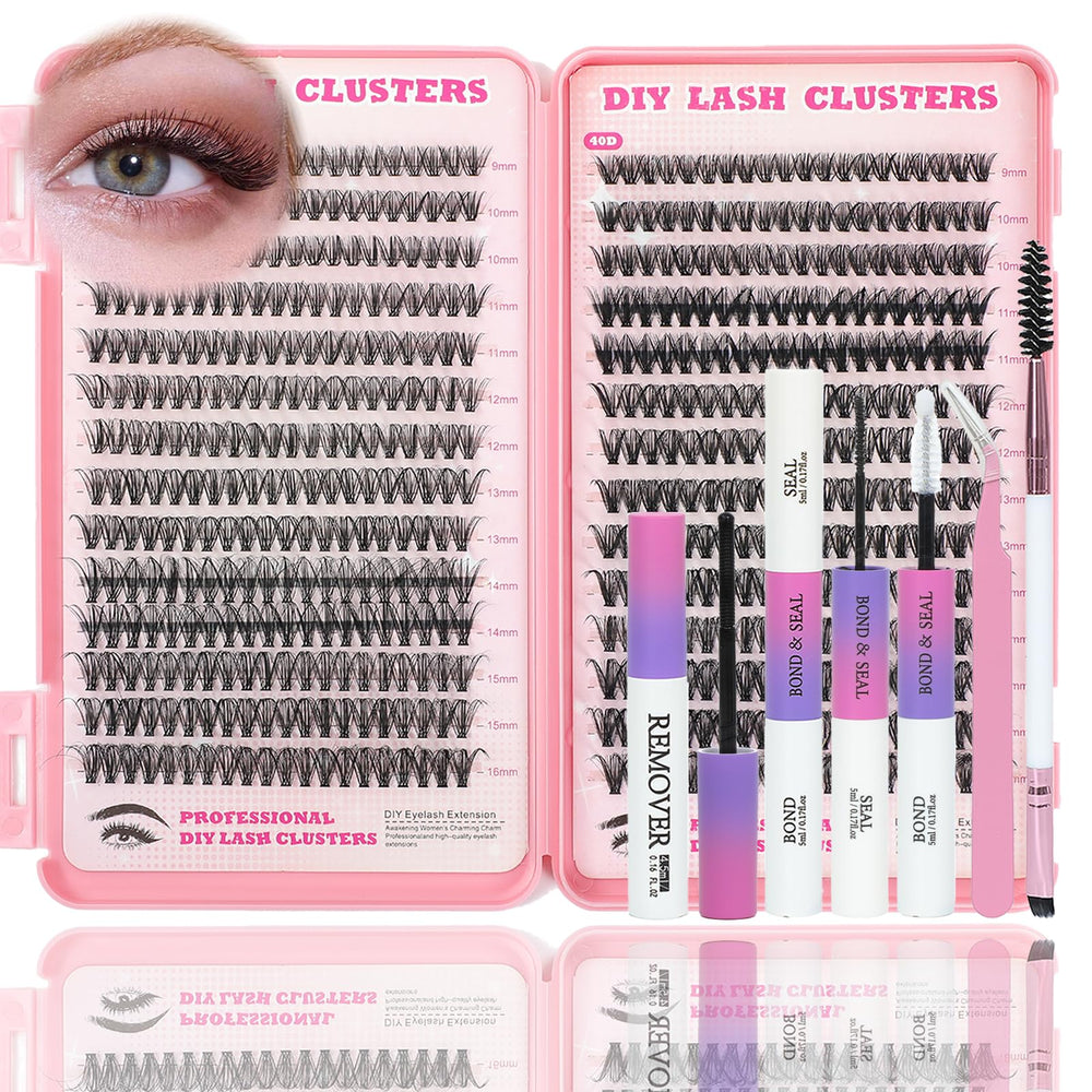 ISTGIFT Lash Clusters Kit contents shown with tools for easy at home lash DIY.