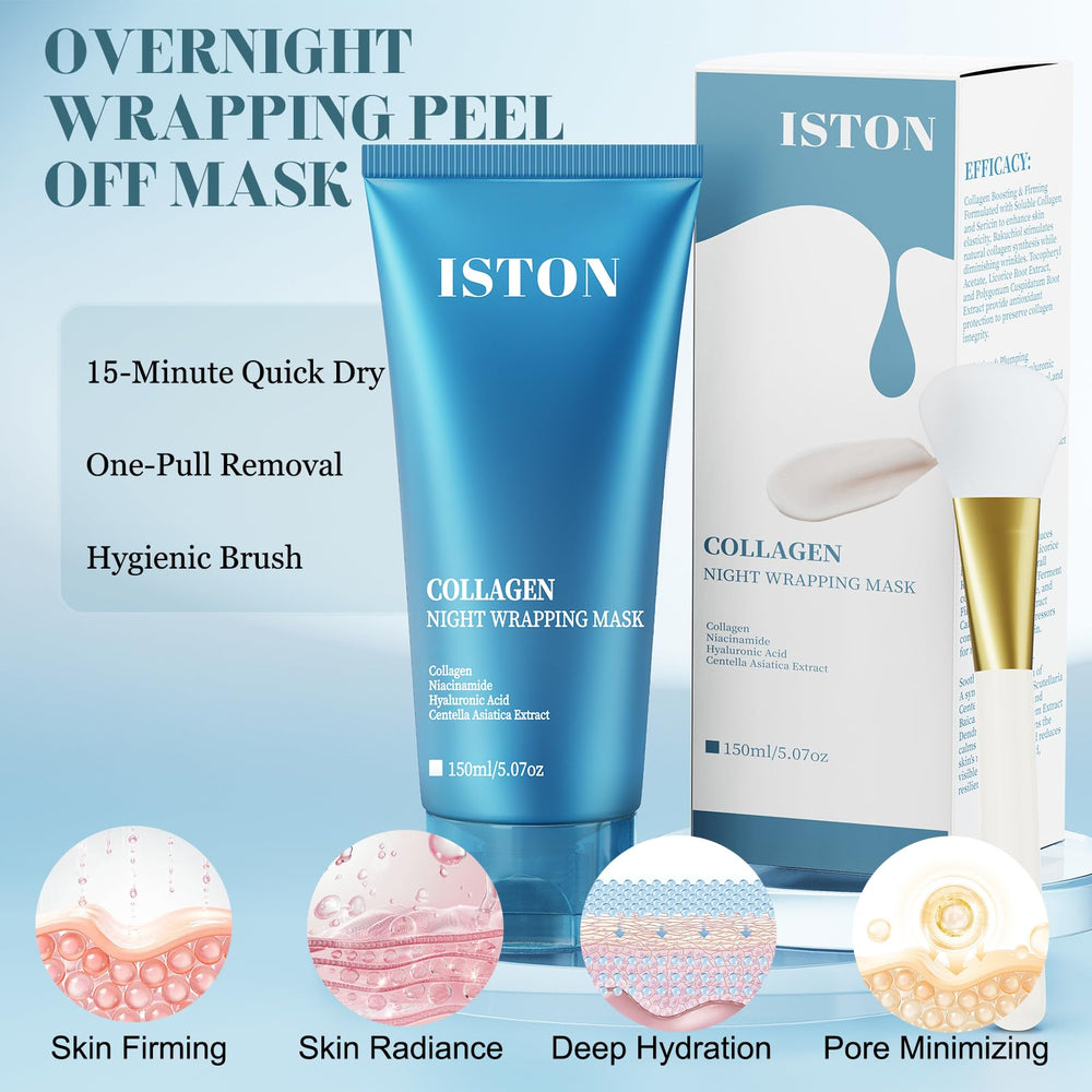 ISTON Collagen Night Wrapping Mask before and after glow shot.