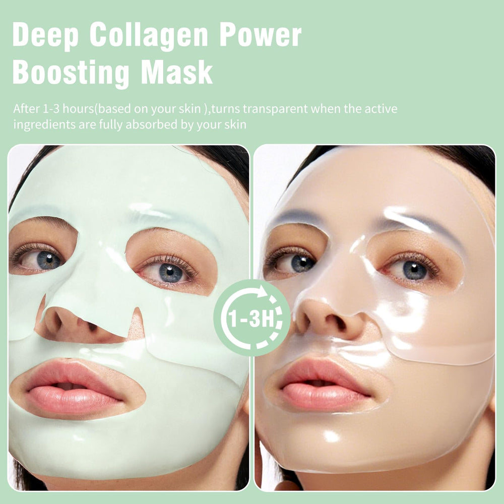 ISTON Overnight Hydrogel Mask applied on cheek demonstrates overnight hydration.