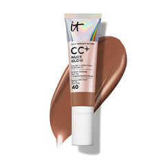 IT Cosmetics CC+ Nude Glow Deep Bronze packaging close-up showing premium finish.