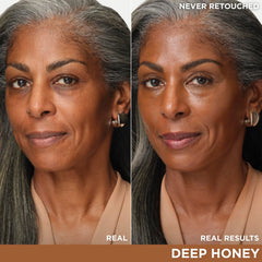 IT Cosmetics CC+ Nude Glow Deep Honey swatches reveal medium coverage and brightness