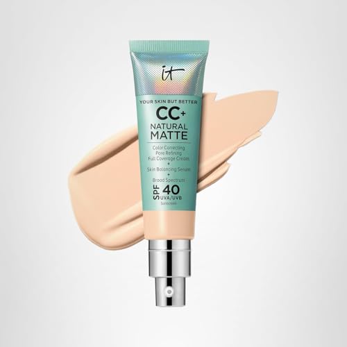 Before and after with IT Cosmetics CC+ Cream Natural Matte Fair face