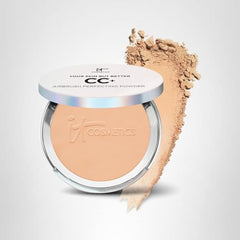 IT Cosmetics CC+ Airbrush Powder open compact reveals talc-free finish.