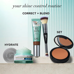IT Cosmetics CC+ Natural Matte swatch blend shows natural skin integration.