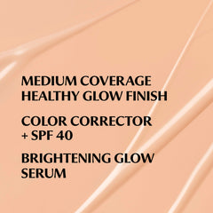 Swatch on arm reveals shade and brightening glow.