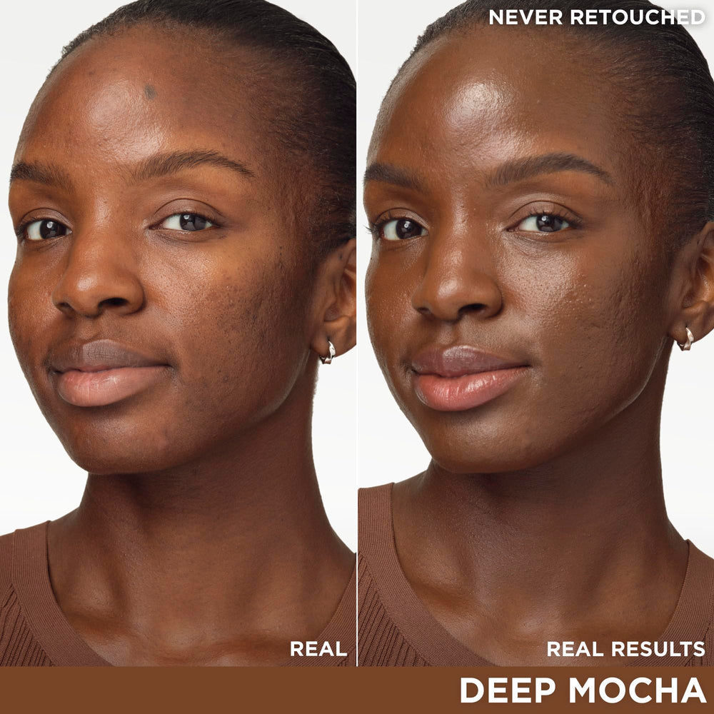 IT Cosmetics CC+ Nude Glow Deep Mocha swatch on skin shows medium coverage